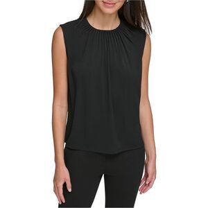 DKNY Womens Pleated Neck Halter Top Shirt, NWT